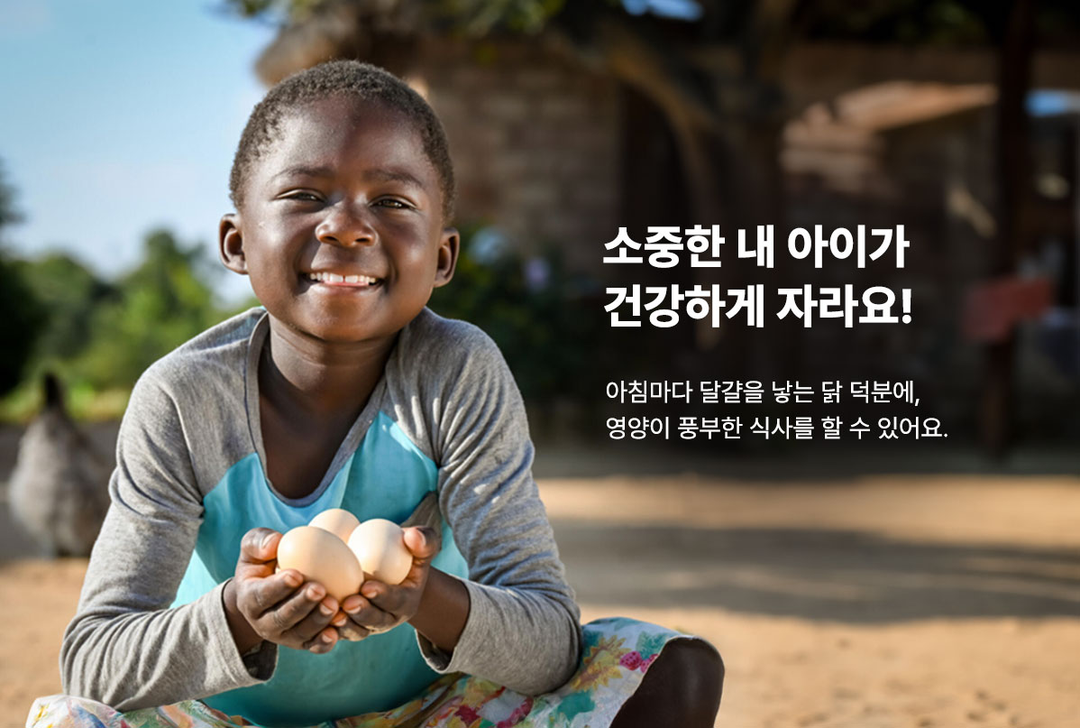 소중한 내 아이가 건강하게 자라요! 아침마다 달걀을 낳는 닭 덕분에, 영양이 풍부한 식사를 할 수 있어요.