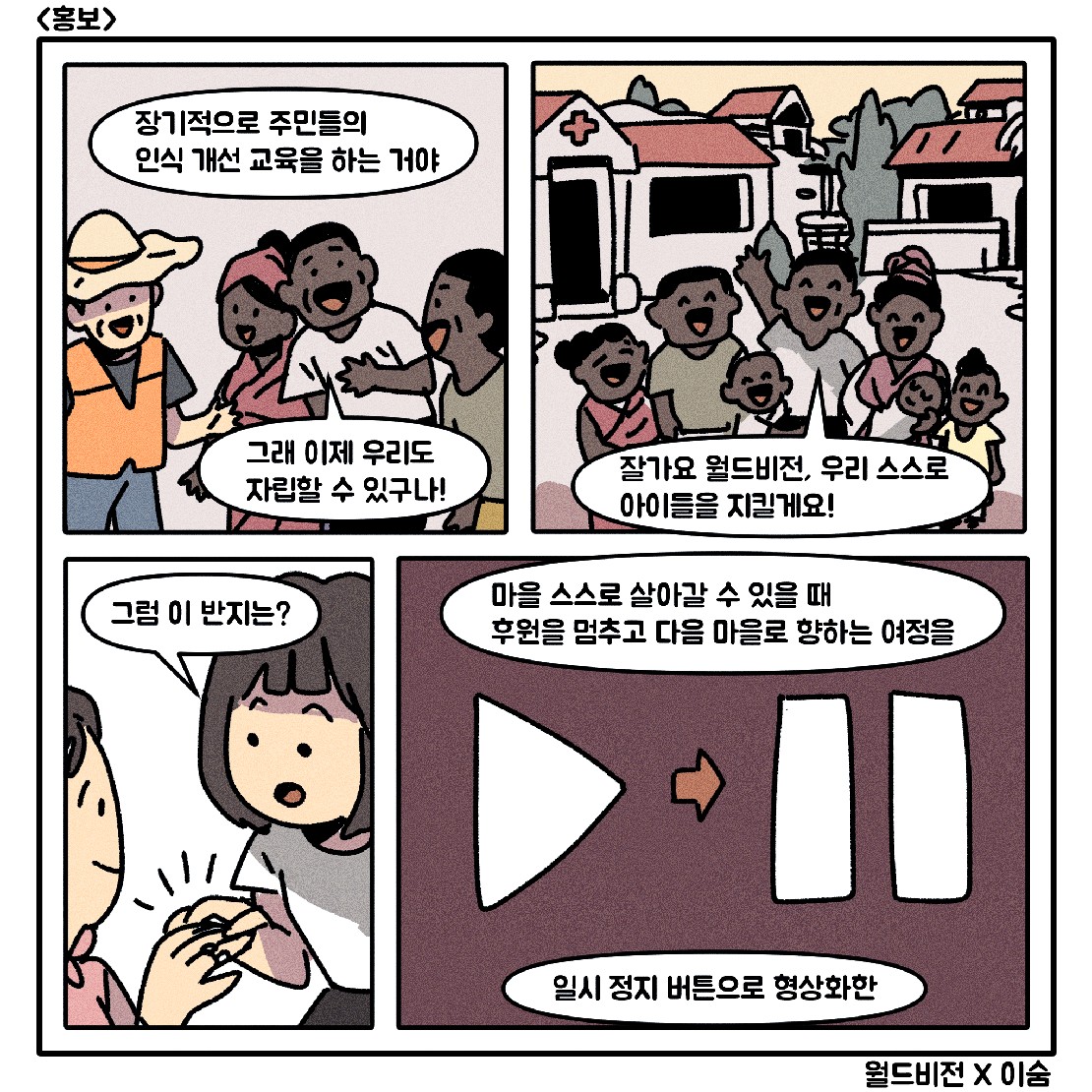 마을 스스로 살아갈 수 있을 때 후원을 멈추고 다음 마을로 향하는 여정을 형상화한 반지